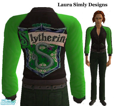 Sims 2 — Laura Simly Hogwarts Crests Jacket Outfit - Slytherin by debs913 — Hey Harry Potter fans, here is an outfit