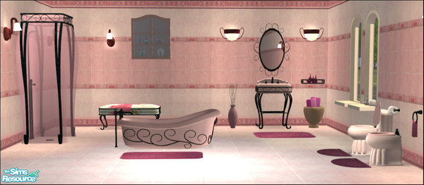 Sims 2 — Romance Bathroom -Pink by Elize-37sims — As requested another recolor of the Romance bathroom in soft pink.