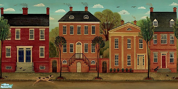 Sims 2 — Olde Town Mural by brittie — Simple olde town street mural! Such a classic! Feedback is greatly appreciated!