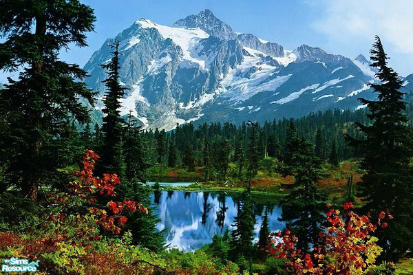 Sims 2 — Mountain Morning Mural by brittie — Even if you don\'t live in the mountains, you can now imagine that you do,