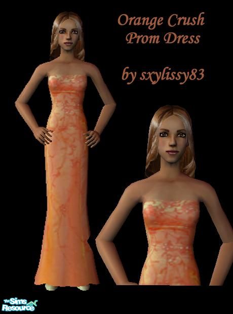 Sims 2 Prom The Sims Resource | Orange Crush Prom Dress