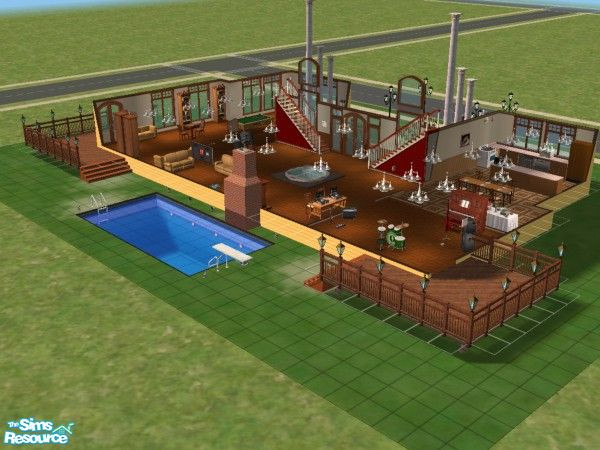 Sims 2 — CLub Co&Co by pispisa — 4 rooms, swimming pool, fitness room, music room, 2 Pc