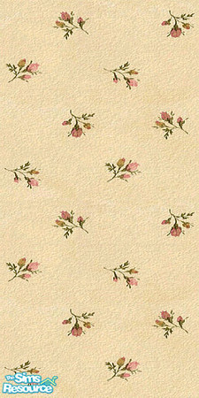 Sims 2 — Rose Buds by Lorah — Antique wallpaper with pink rose buds.