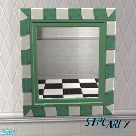 Sims 2 — Mint Tiled Basic Bath Mirror by STP Carly — Mint tiled basic bath for that basic bath with colors.