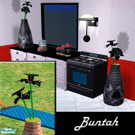Sims 2 — Black Artificial Flowers by buntah — This requires the Floral Art mesh file in this set.