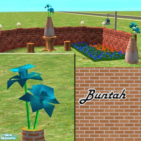 Sims 2 — Blue Artificial Flowers by buntah — This requires the Floral Art mesh file in this set.