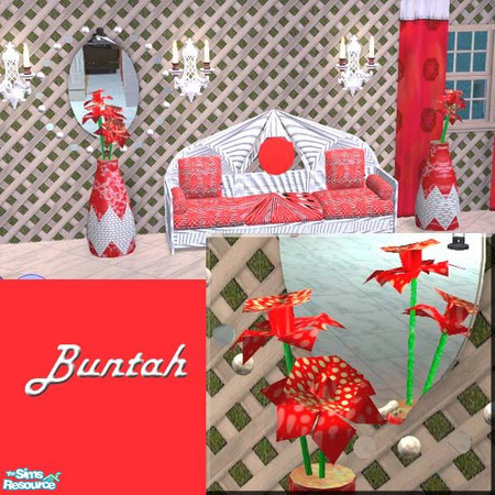 Sims 2 — Red Artificial Flowers by buntah — This requires the Floral Art mesh file in this set.