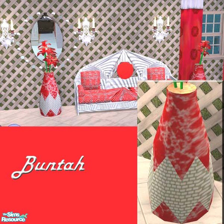 Sims 2 — Red Vase by buntah — This requires the Floral Art mesh file in this set.