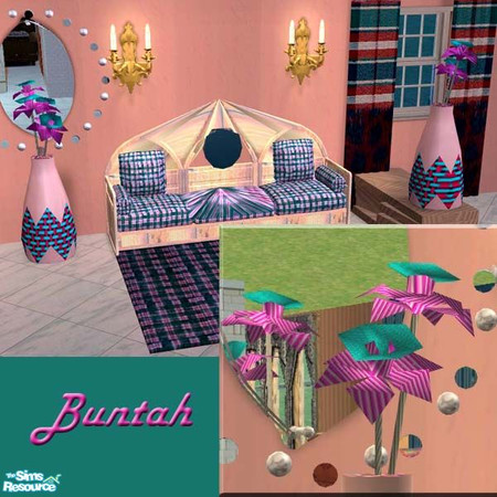 Sims 2 — Purple & Turquiose Artifical Flowers by buntah — This requires the Floral Art mesh file in this set.