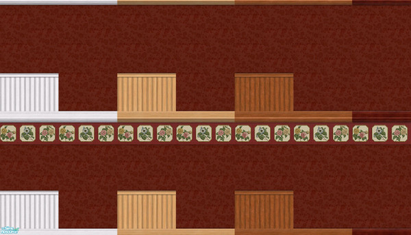 Sims 2 — Southern Charm Collection Scarlet Camell by Quiltreker — This series contains 14 walls. It consists of a framed