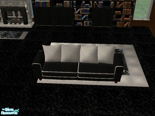 Sims 2 — Black Natural sofa by ead425 — 13 items, 1 wall: carpet is black shag from batman bedroom: bookcase, coffee