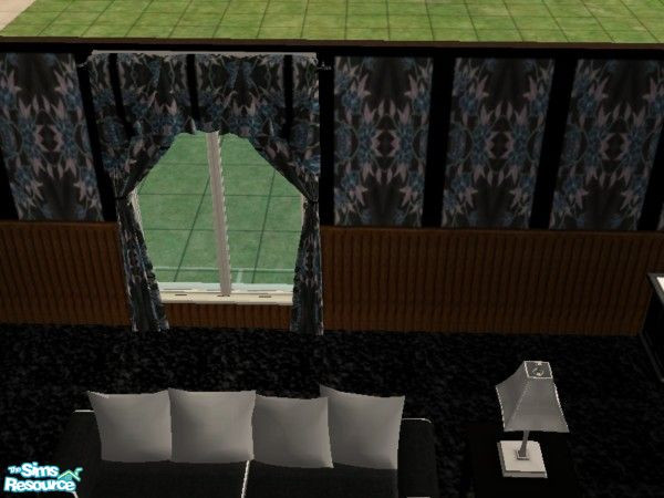 Sims 2 — Black Natural curtains by ead425 — 13 items, 1 wall: carpet is black shag from batman bedroom: bookcase, coffee