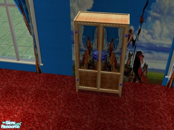 Sims 2 — Lion King dresser by ead425 — thanks to Disney:15 items,1 floor, 4 walls: bed, computer,curtains, desk, dresser,