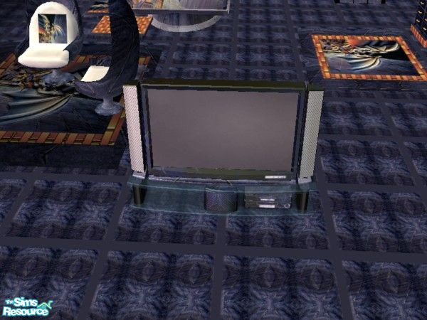 Sims 2 — Gargoyle Bedroom TV by ead425 — Thanks to Disney: 12 items, 4 walls, 1 floor: chairs, comp chair,computer,