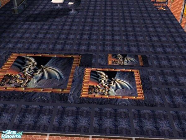 Sims 2 — Gargoyle Bedroom rug set by ead425 — Thanks to Disney: 12 items, 4 walls, 1 floor: chairs, comp chair,computer,