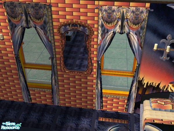 Sims 2 — Gargoyle Bedroom mirror by ead425 — Thanks to Disney: 12 items, 4 walls, 1 floor: chairs, comp chair,computer,