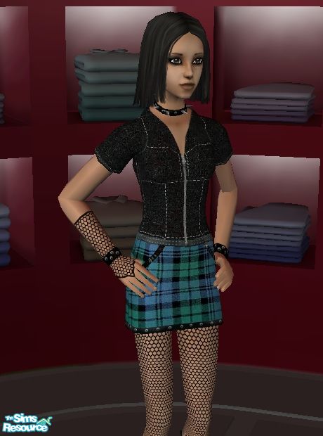 The Sims Resource - Tartan Outfit (Blue)