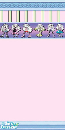 Sims 2 — Striped Dollz 5 by Lorah — A sweet teen room is a few clikcks away. Pink, yellow, green striped wallpaper with