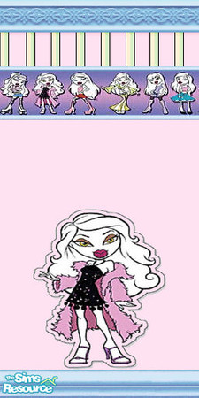 Sims 2 — Striped Dollz 4 by Lorah — A sweet teen room is a few clikcks away. Pink, yellow, green striped wallpaper with