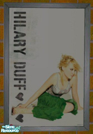 Sims 2 — Hillary Duff Poster Green by oldmember_Go4fall — A framed Hilary Duff Poster. Found as an option to The Lady On