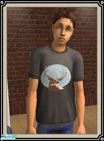 Sims 2 — Buck T-shirt by TSR Archive — This is an entire outfit, not just the T-shirt. Jeans were made a bit darker and a