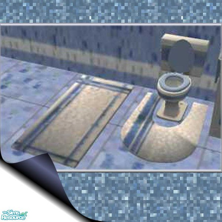 Sims 2 — Blue Dragonfly Toilet Mat by Yizzi — White toilet mat with blue stripes **Must have Toiletmat mesh by Echo** 