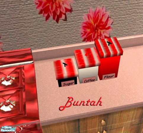 Sims 2 — Red/Black/White Square Canisters by buntah — This requires the square canisters mesh file in this set.