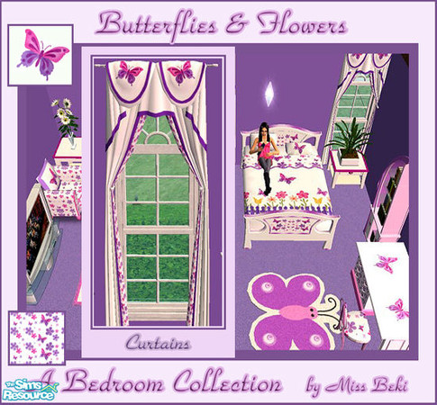 Sims 2 — Curtains - Flowers & Butterflies Bedroom by miss_beki — Curtains - Part of the Flowers & Butterflies