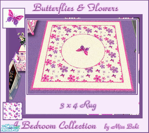 Sims 2 — 3x4 Rug - Flowers & Butterflies Bedroom by miss_beki — 3x4 Rug.Part of the Flowers & Butterflies Bedroom