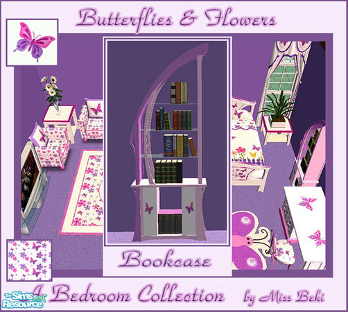 Sims 2 — Bookcase - Flowers & Butterflies Bedroom by miss_beki — Bookcase - Part of the Flowers & Butterflies