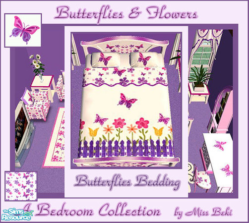 Sims 2 — Bedding - Flowers & Butterflies Bedroom by miss_beki — Bedding - Part of the Flowers & Butterflies
