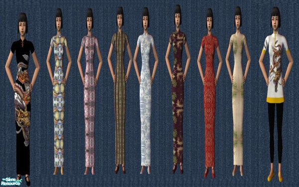 Sims 2 — Oriental Set 4 by ead425 — 9 dresses: black scenic, oriental peace, red floral, oriental sunburst, firedragon,