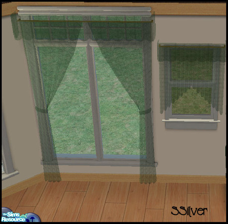 Sims 2 — Hunter Green Lace Curtains by SSilver — Part of my Hunter Green & Gingham Living Room. **These are TSRAA