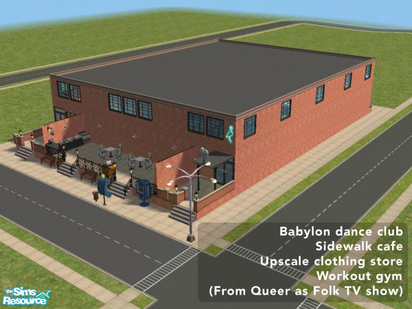 Sims 2 — Babylon Dance Club by fertilepress — Based on the hit show "Queer as Folk." Lot includes dance club,