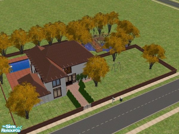 Sims 2 — RiverCrest by Shakeshaft — Lovely little house,stairs with small landing. There is a picnic area over the