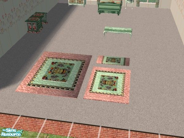 Sims 2 — Misty Rose rug set by ead425 — 15 items, 1 wall: hope you enjoy: bookcase, coffee table, computer, curtains,