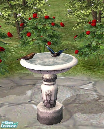 Sims 2 — Bird Bath by Bitzybus — This mesh works both with and without EP. polygons: 1390 vertices: 991