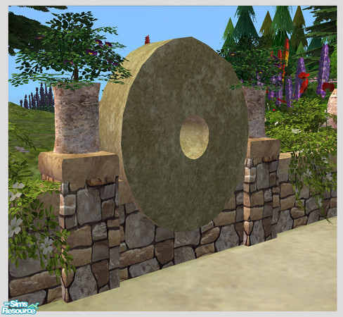 Sims 2 — Rustic Stone Garden - Millstone Sculpture - 03 by Shakeshaft — Part of the 2nd recolour set, Gypsophila Bush,