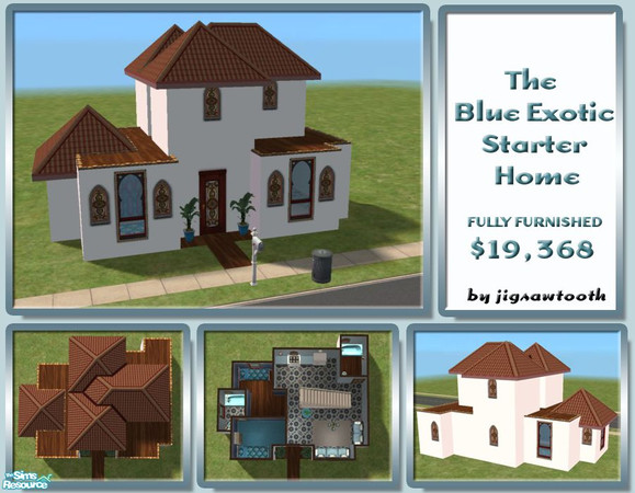 Sims 2 — The Blue Exotic Starter Home by jigsawtooth — This Exotic Starter is very blue but will make your Sims extremely