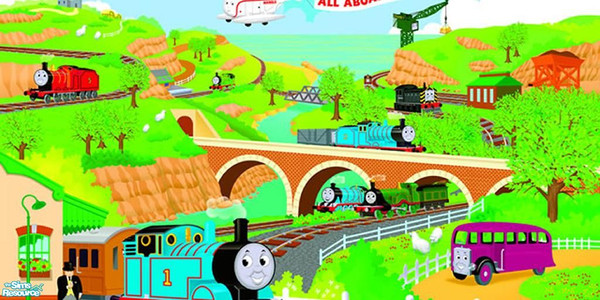 Sims 2 — Thomas the Tank Engine Mural by brittie — Another one for the kids... Thomas the Tank Engine! He Can! You Can!