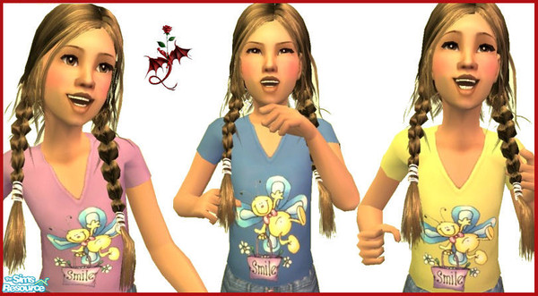 Sims 2 — Smile T Shirt by cariadbach — Make your little Sim happy, wear a Smile T shirt. Three colours available. Base