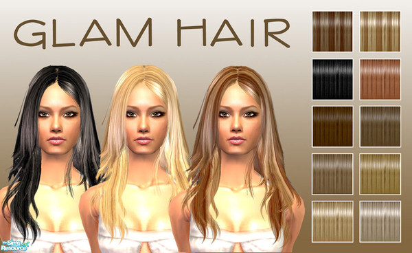 Sims 2 — Glam Hair by 06bek — A soft yet glamourous hair style available in 8 shiny smooth colours and 2 natural streaked