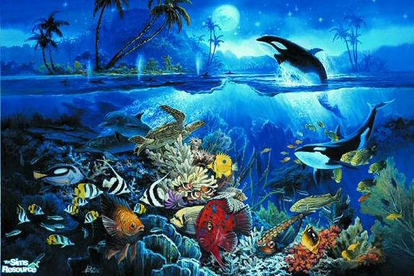 Sims 2 — Tropical Fish Mural by brittie — Enjoy the fish of the tropics... up close!