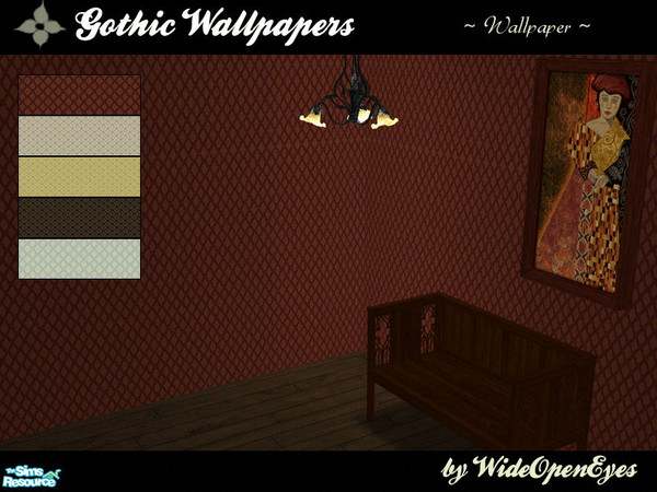 Sims 2 — Gothic Wallpaper Set by wideopeneyes — Here are some simple patterned wallpapers that fit with the Gothic style