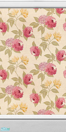 Sims 2 — Pink Floral Print Wallpaper by sailfindragon — Pink Floral Print Wallpaper, finished with Crown and Kickplate in