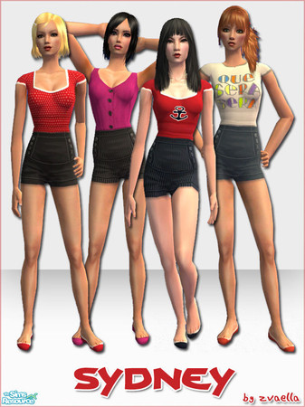 Sims 2 — Sydney by zvaella — High-waisted shorts, perfect for adult female sims on a hot summer day! No EP and no mesh