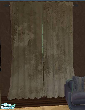 Sims 2 — Serenity Living Room  Curtains by optimal10 — Soft tan, hand painted raw silk. don\'t let the cats climb them,