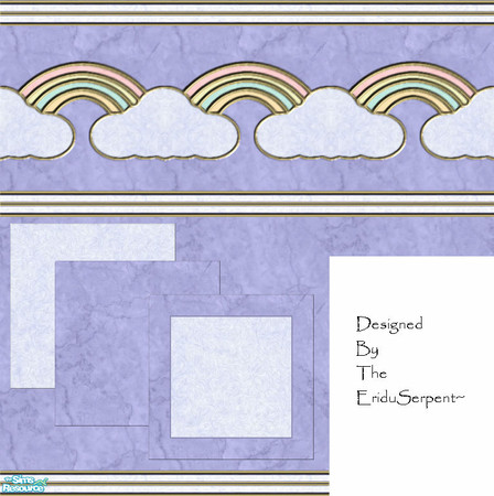 Sims 2 — RainBow Wall & Floor Set by eriduserpent — A pretty set..one wall and three tiles. Designed By The