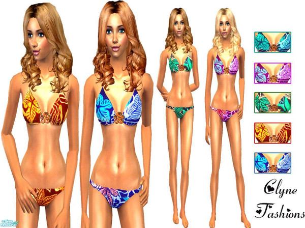 Sims 2 — Clyne - Set 7 - Paradise Bikini\'s by Clyne_Fashions — A set of 5 sexy tropical print bikini\'s. For Adults and