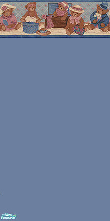 Sims 2 — blue teddy bears by skinflin — smokey blue wall with teddy bears in blue.
